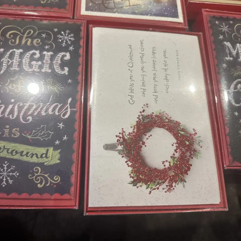 Lot of 8 Christmas Greeting Card Boxes 128 Cards & Envelopes Holiday New